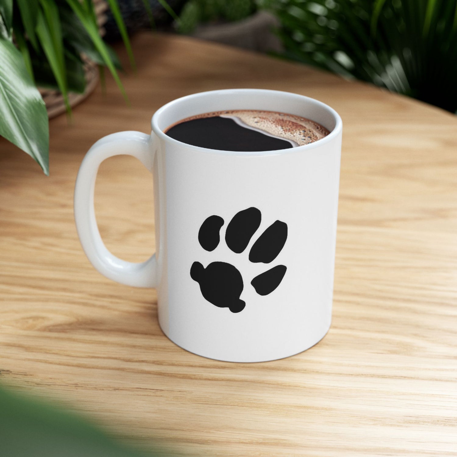 Custom dog paw print ceramic mug - 11oz white front view